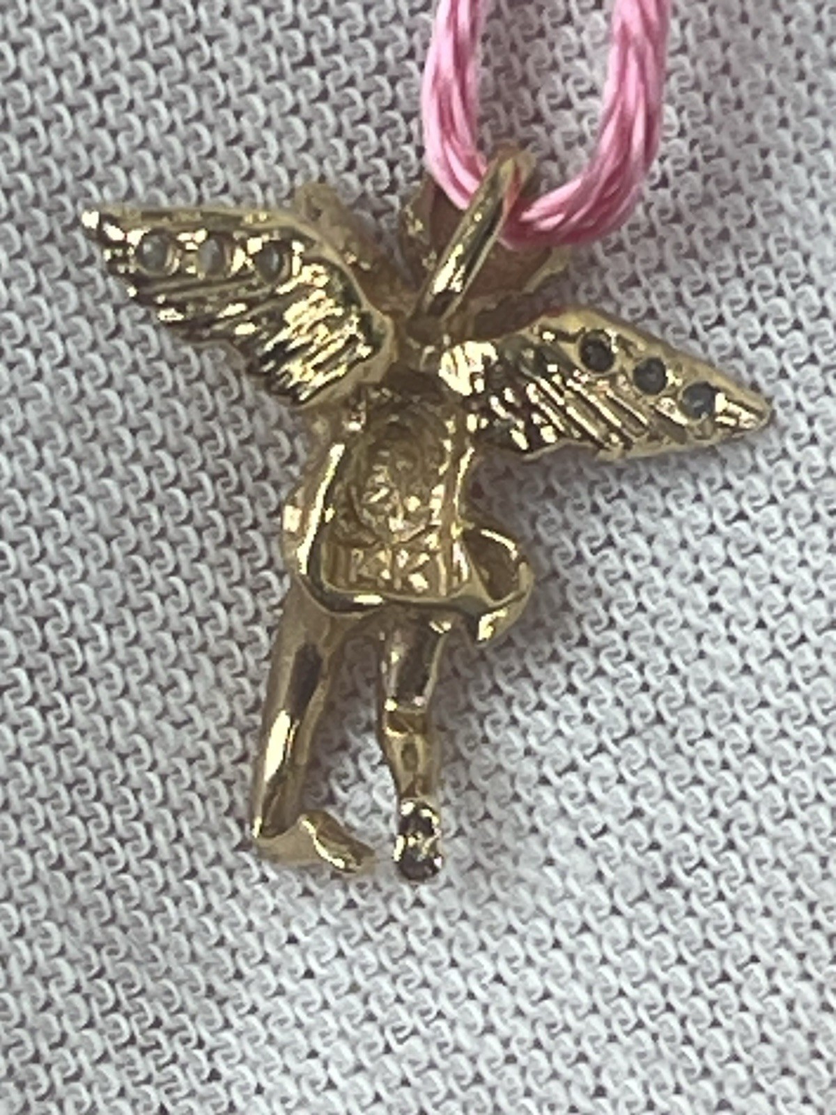 vtg made in Italy 2 gram 14k gold/6Diamond guardian angel pendant sparkly