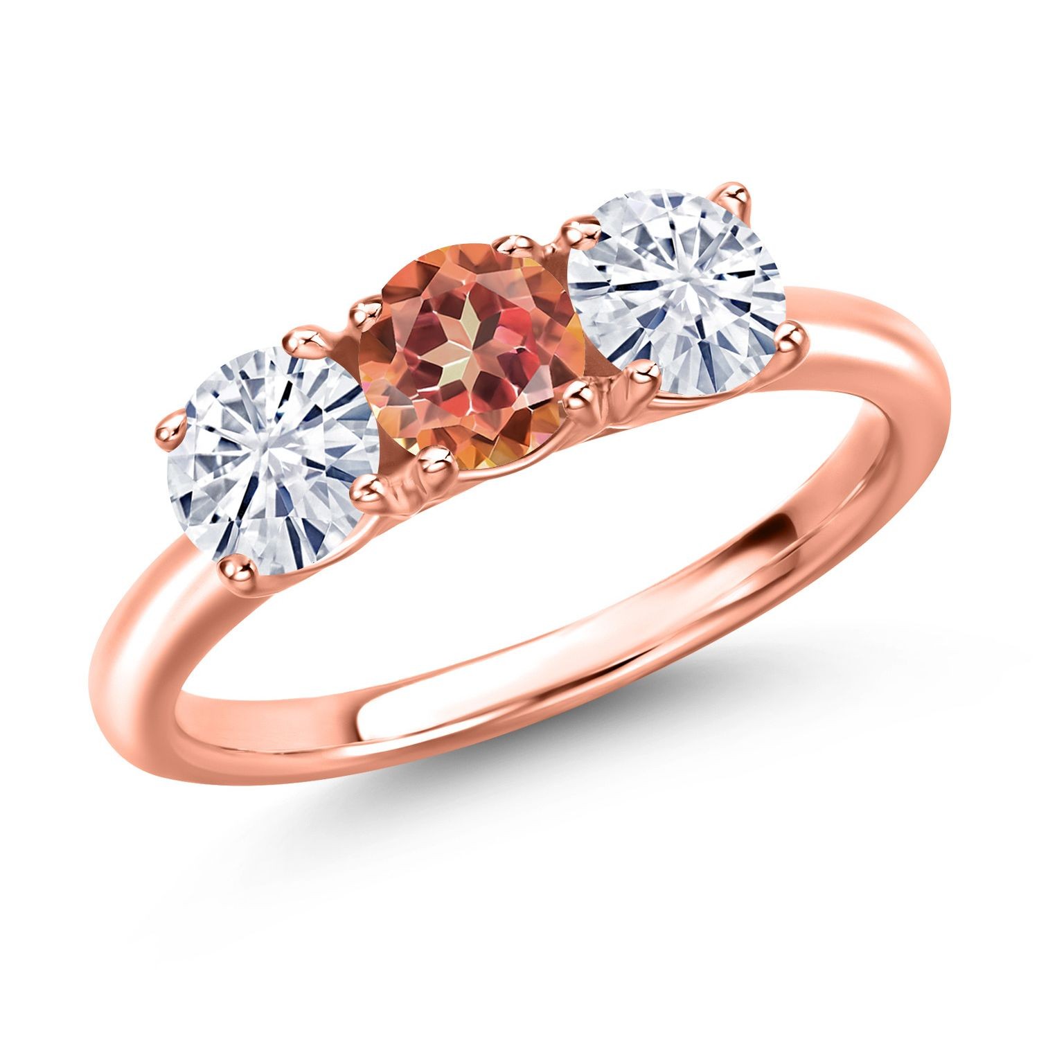 18K Rose Gold Plated Silver Ecstasy Mystic Topaz and White Moissanite