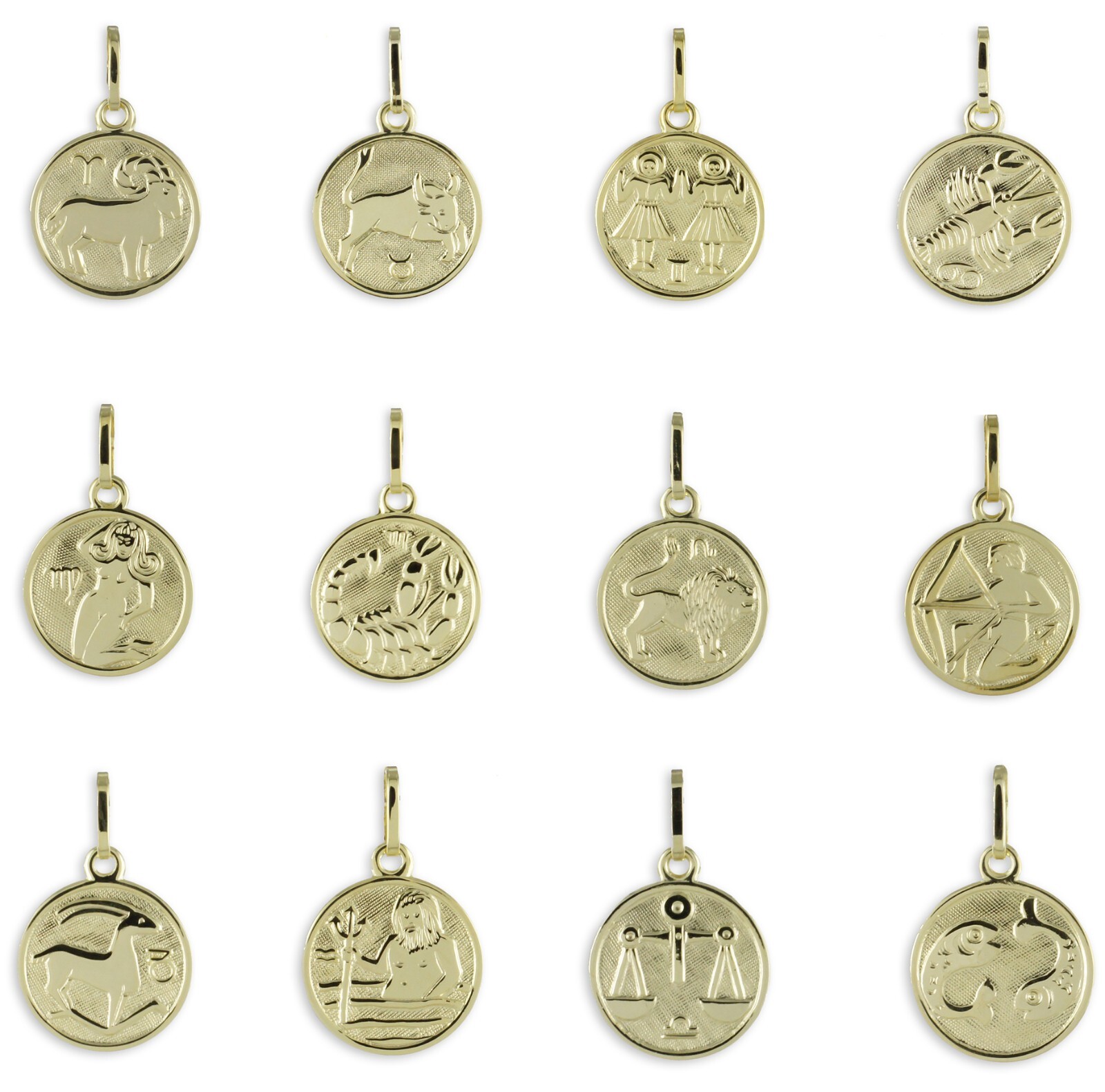 Real gold *** pendant Zodiac zodiac sign zodiac Ø 12.5mm