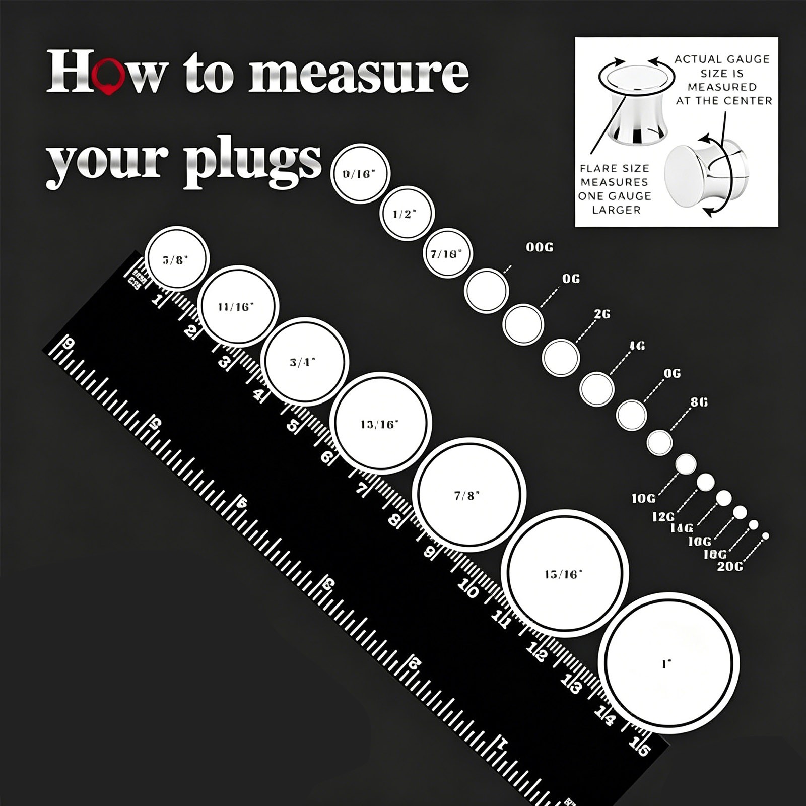 6PCS Silicone Ear Gauges Tunnels Plugs Expander Stretcher Double Flared 2G-3/4″