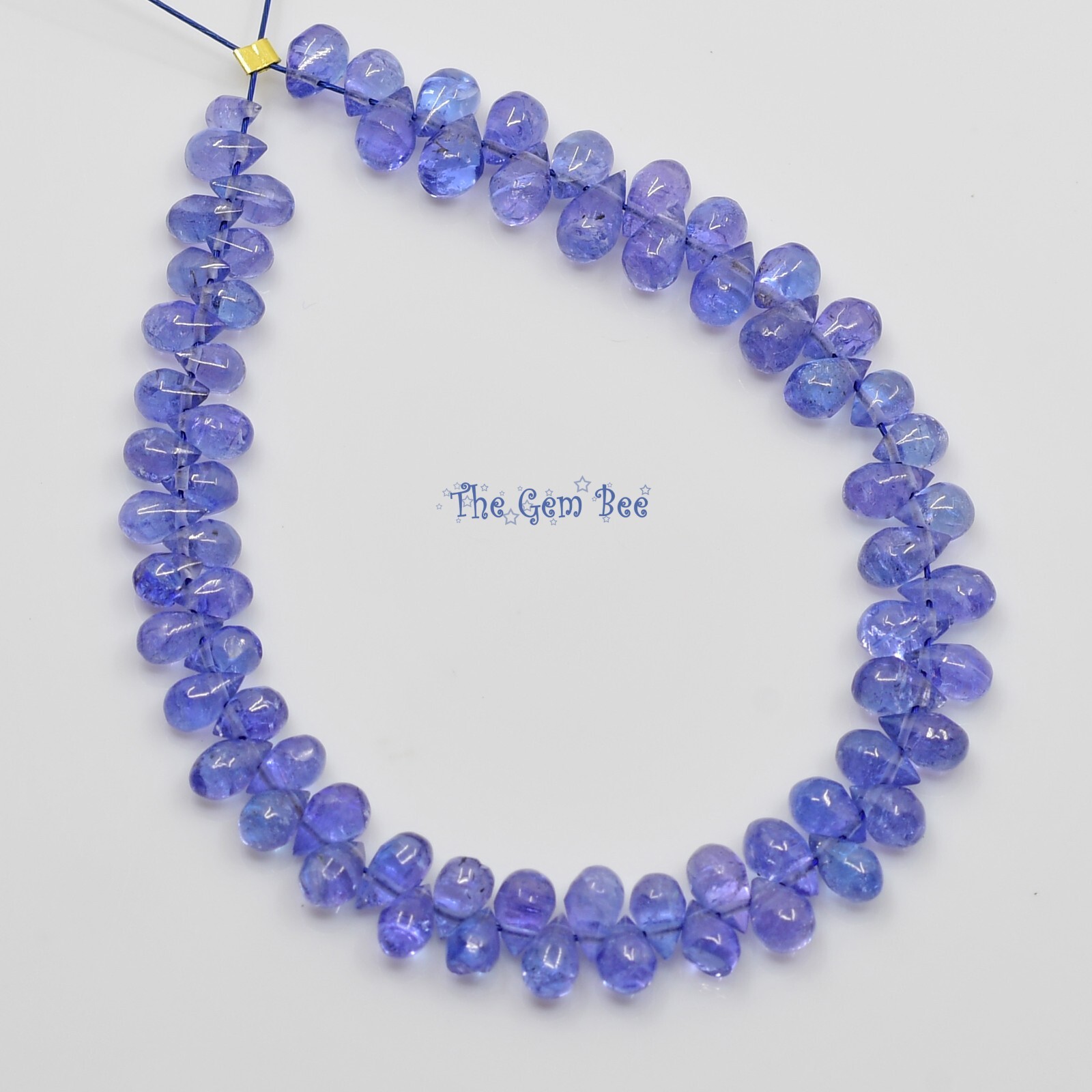 Gem Grade Tanzanite Smooth Full Teardrop Briolette Bead 5 Inch Strand