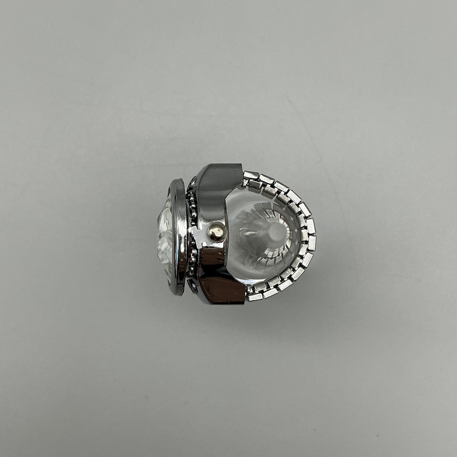 Bozhi Ring Watch Womens 20mm Hidden Dial Clear Crystal Floral New Battery