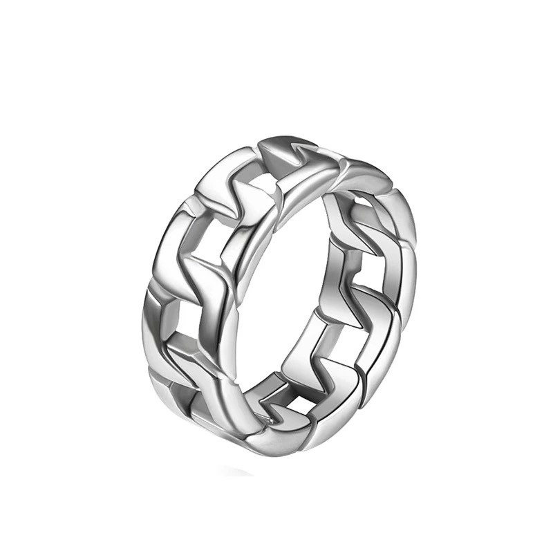 MENDEL Mens Biker Miami Cuban link Ring Band for Men Stainless Steel Size 7-15