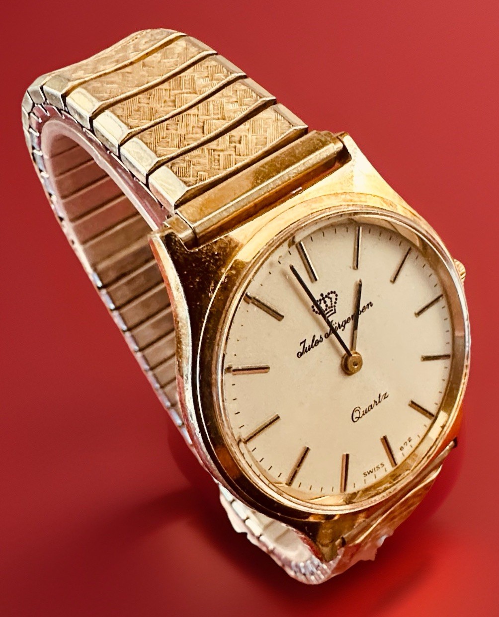 Jules Jurgensen Vintage Quartz Men’s Watch Gold Tone NEW BATTERY