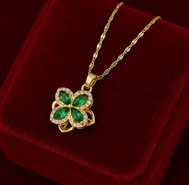 2.0Ct Marquise Simulated Emerald Women’s Pendant Necklace 14K Yellow Gold Plated