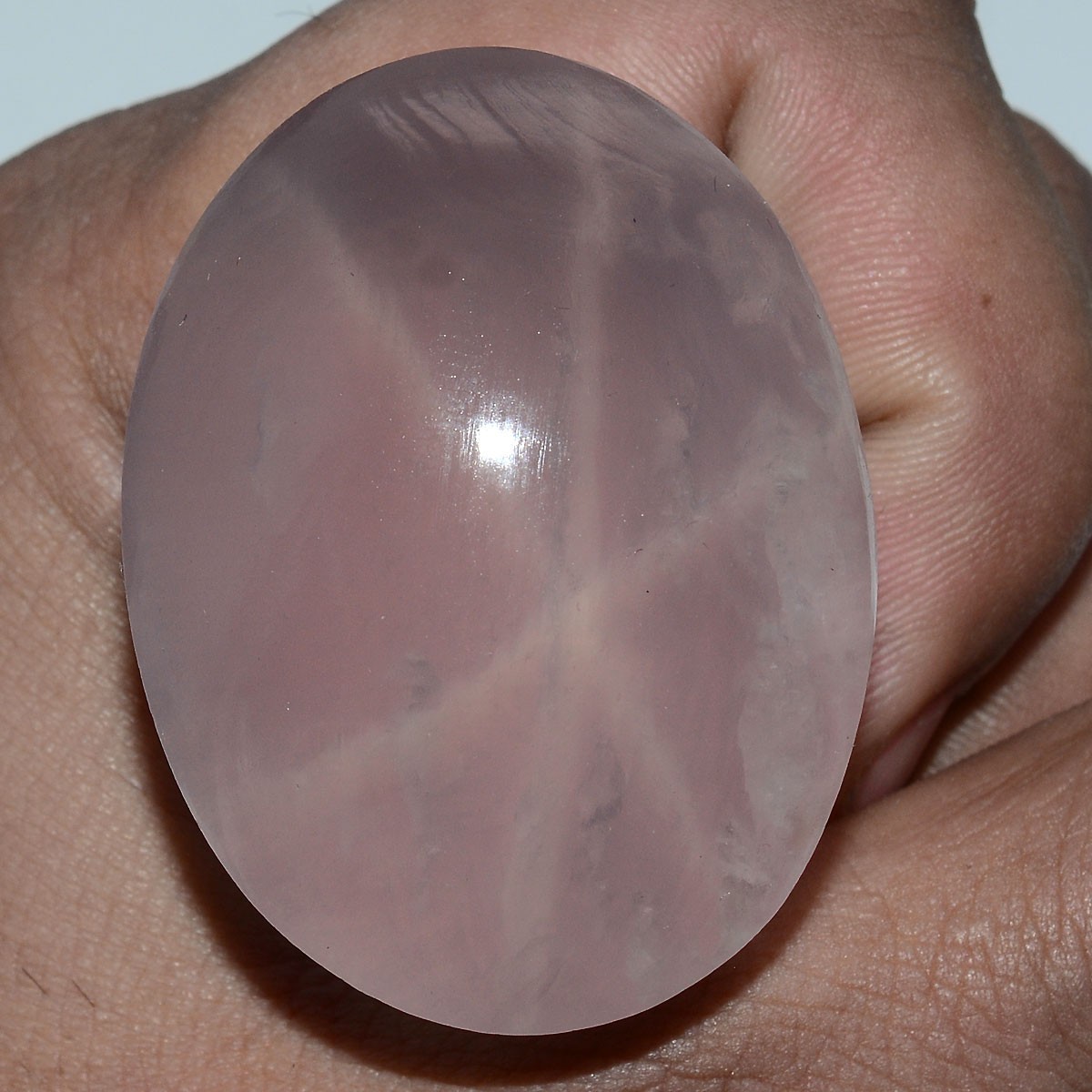 Star’s Glow 80.34g Natural Star Rose Quartz 6 Rays Collector’s Crystal Palmstone