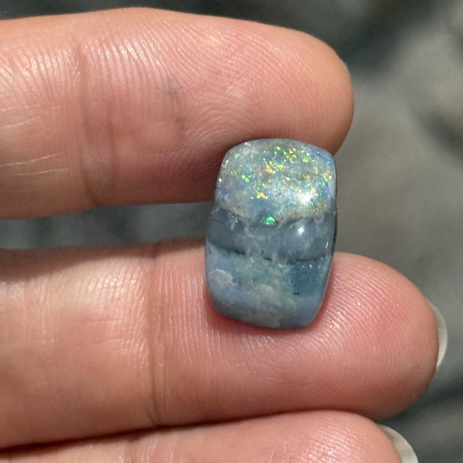 6.6ct 16.3x11x5.4mm Australian Black Mintabie Opal Cabochon Gem Cushion Cut