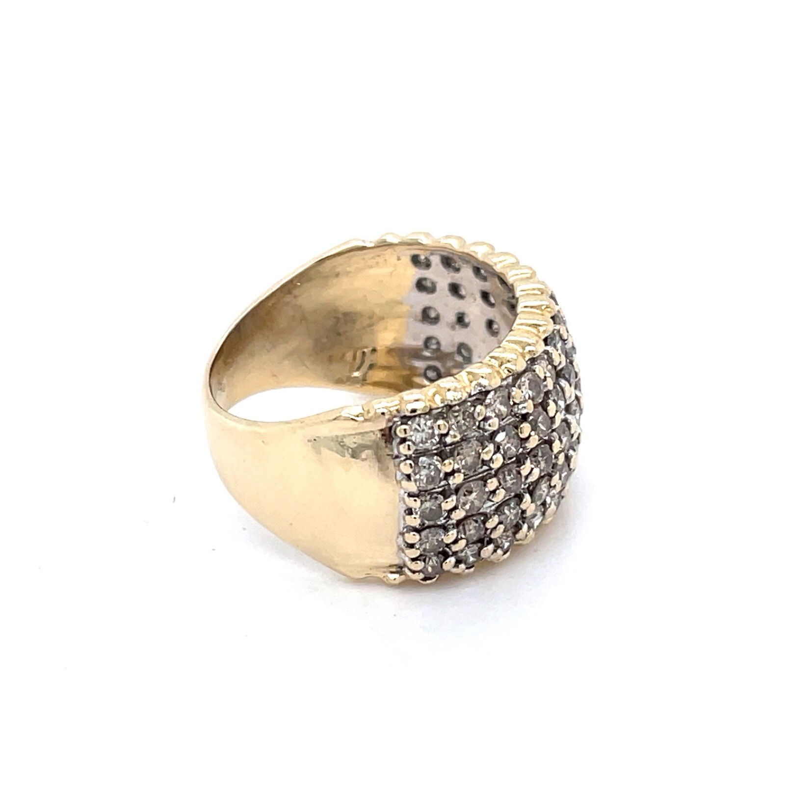 14k Yellow Gold 5 Row 1 Ct Tw Diamond Band Ring Size 7 – 6.3 Grams