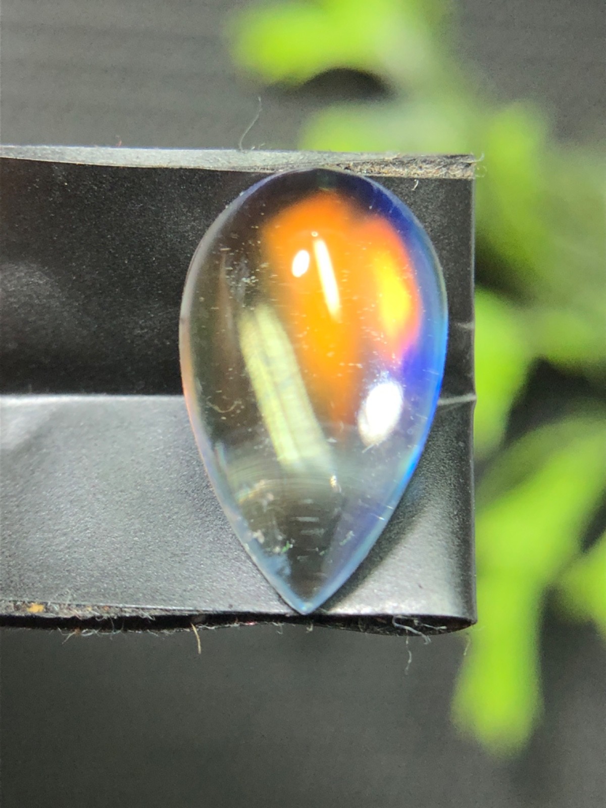 Natural Orange Blue Fire Madagascar Moonstone, 13×8 MM Pear Shape Cabochon Stone