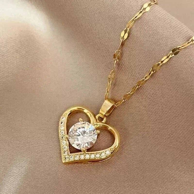 2CT Round Cut Lab Created Diamond Women’s Chain Pendant 14K Yellow Gold Plated