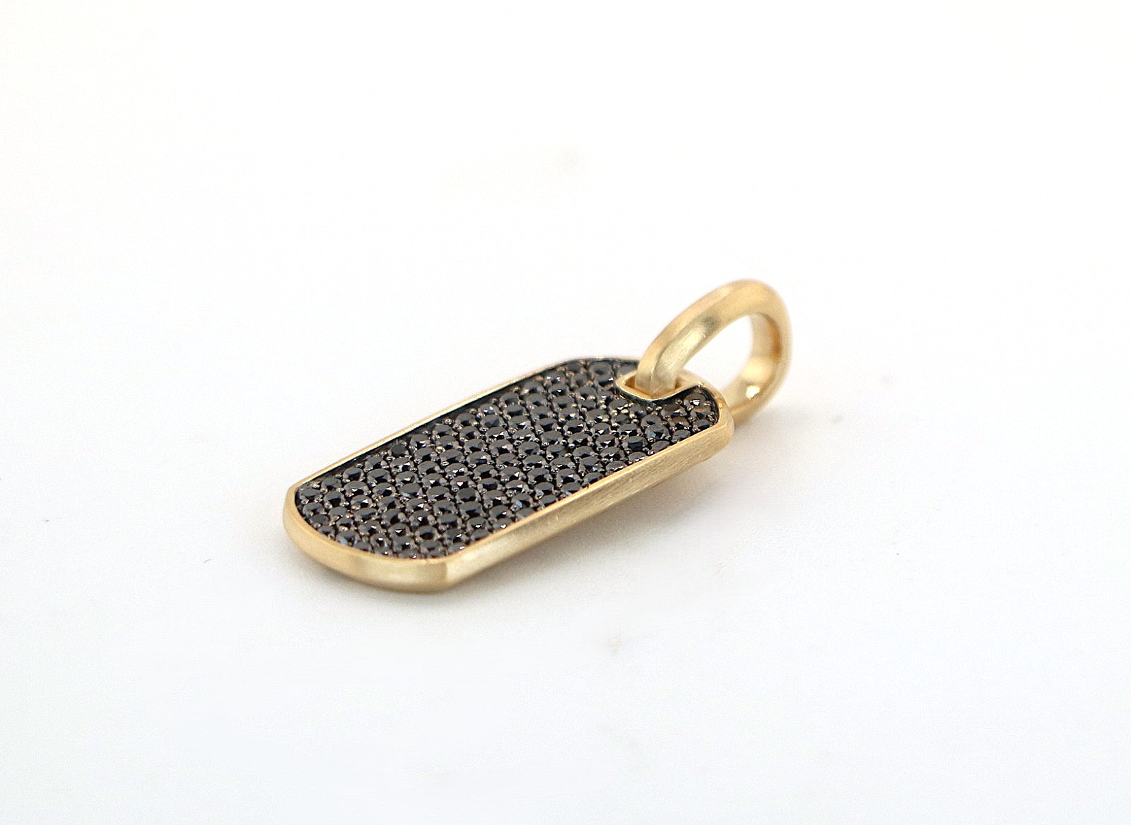 $4,500 David Yurman 18K Yellow Gold Pave Black Diamond 27mm Chevron Tag Pendant