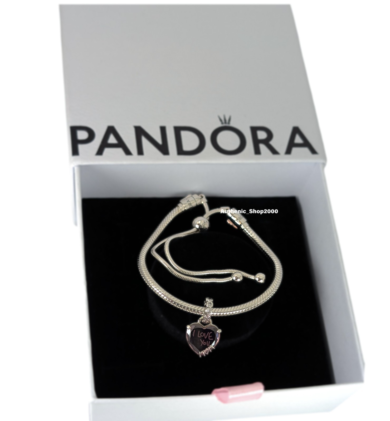 NEW 100% Authentic PANDORA I love You Mom Pink Heart Charm Bracelet Gift Set