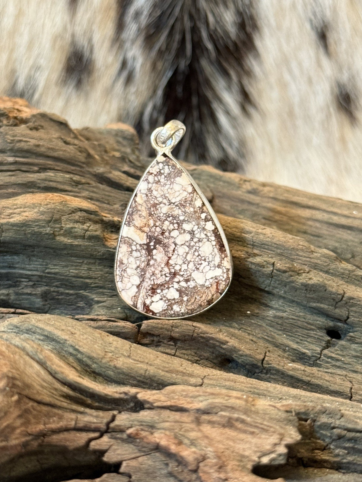Southwest Sterling Silver WILD HORSE JASPER Turquoise Teardrop Pendant