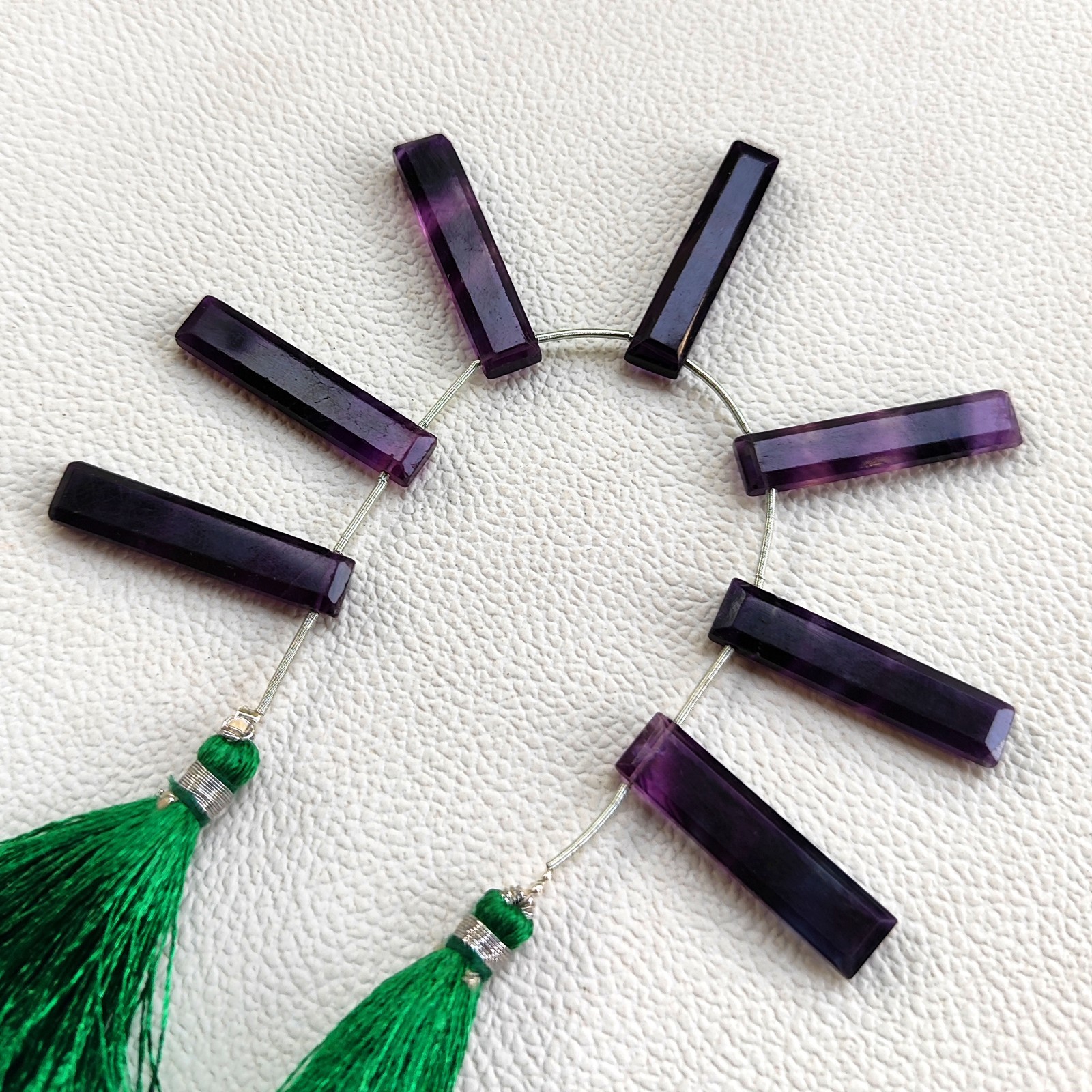 Natural Rainbow Fluorite Brazil 23-25mm Faceted Baguette Beads 4.5″ Strand Gems