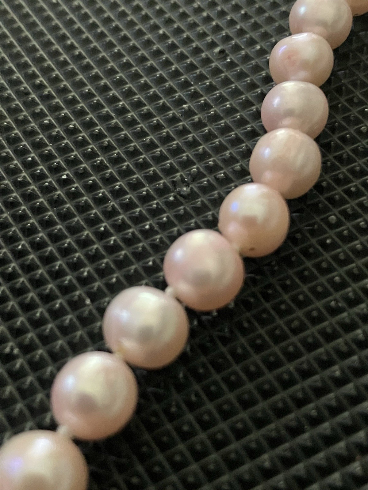 Baby Pink Pearl Necklace with Silver ball clasp, with matching draw string bag