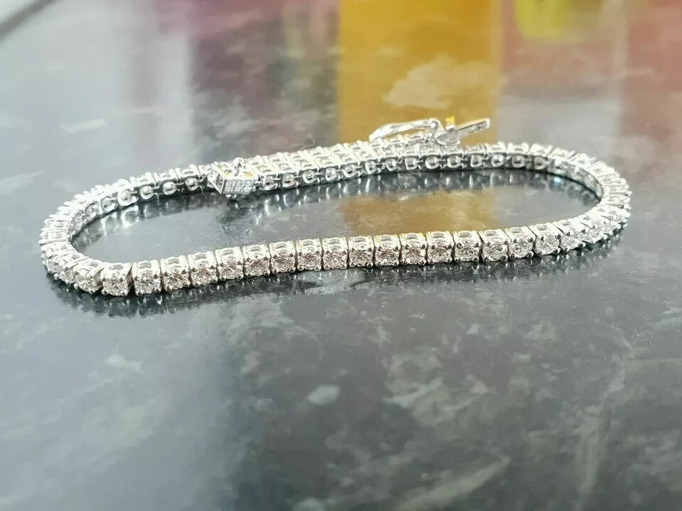 4.55CT Tennis Bracelet Round Lab Grown Diamond EF/VVS 14k White Gold For Mother