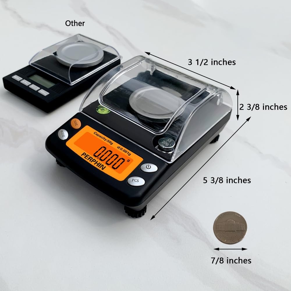 Digital Milligram Scale 50g x 0.001g Dual Power Large USB Large Display Black