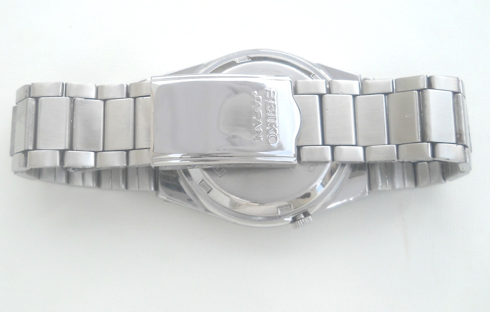 Vintage Seiko 5 Railway Time Automatic Japan Black Pristine 21 Jewels Men Watch.