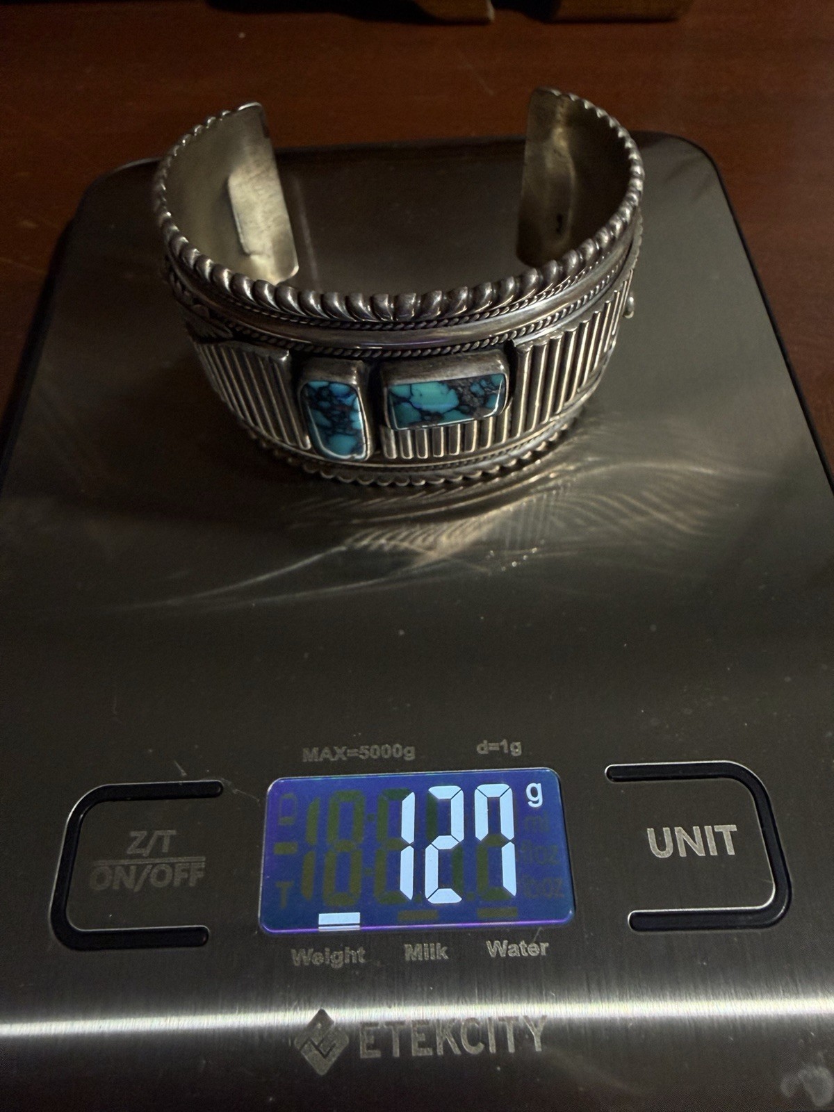 VTG Navajo Native American Chunky Cuff Bracelet Sterling Turquoise 127g Signed