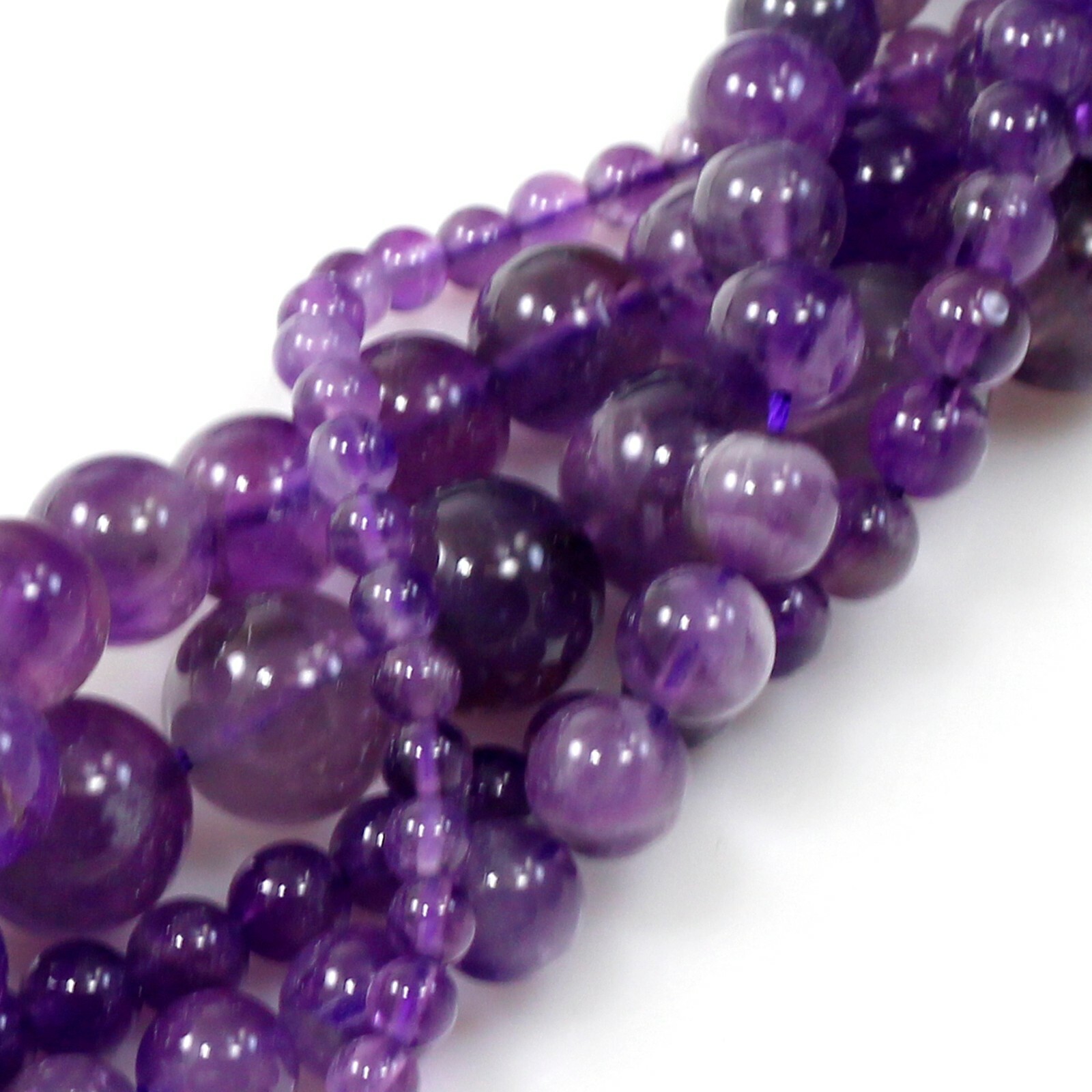 Natural Gemstones Purple Amethyst Round Loose Beads 15″ 4mm 6mm 8mm 10mm 12mm
