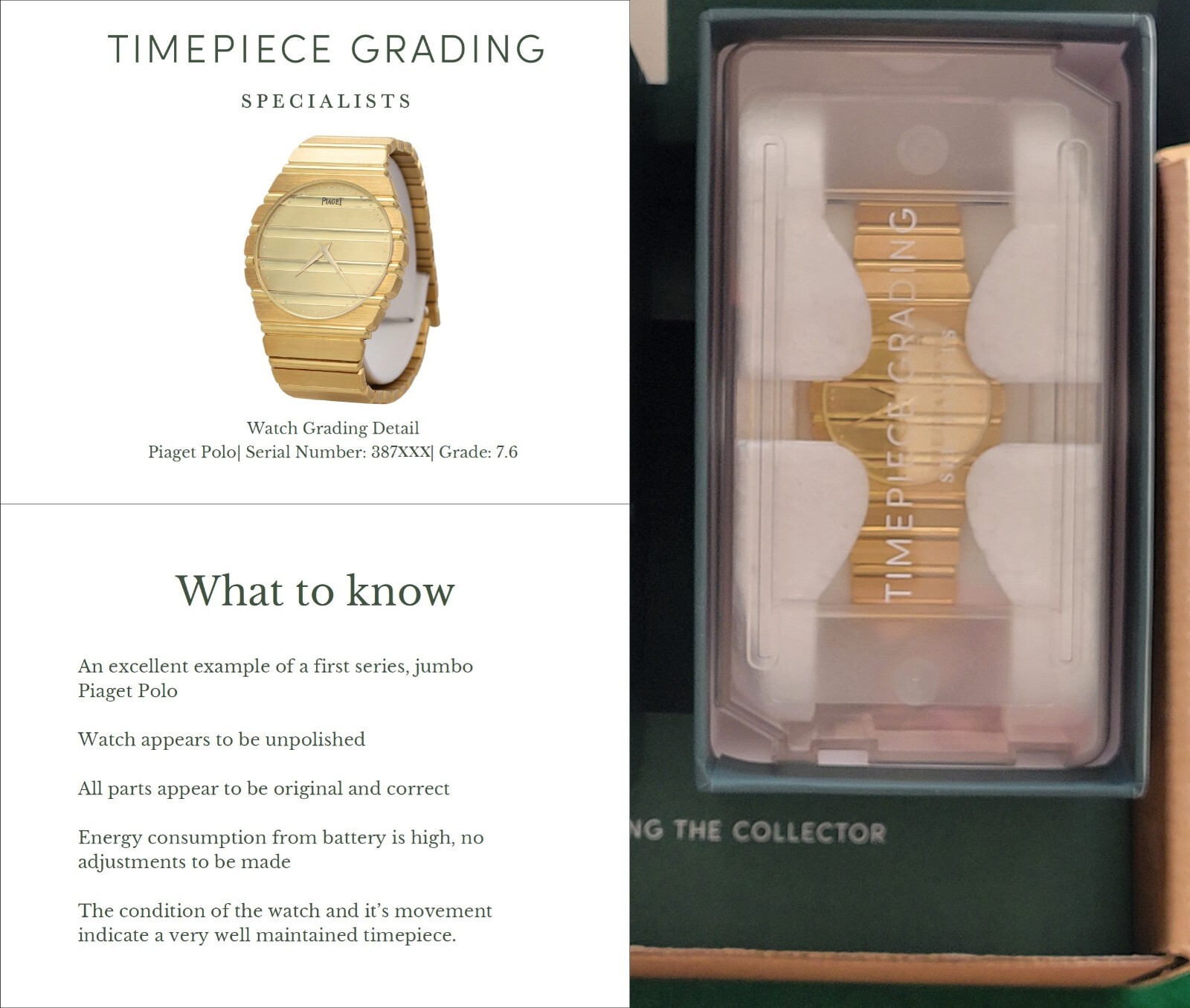 Piaget Polo 18k Gold Men’s Watch – 7661 C701 Original Case and TGS Certification
