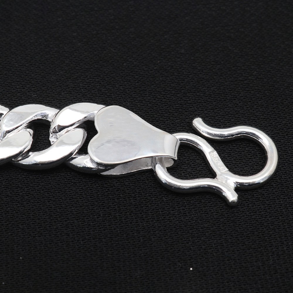 New Pure 999 Fine Silver Bracelet 12mm Curb Link Chain 21cm/8.26inch Men Women