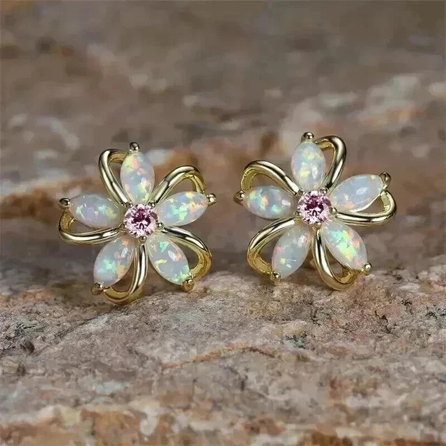 2.00Ctw Marquise Lab Created Fire Opal Noble Ember Studs 14K Yellow Gold Plated