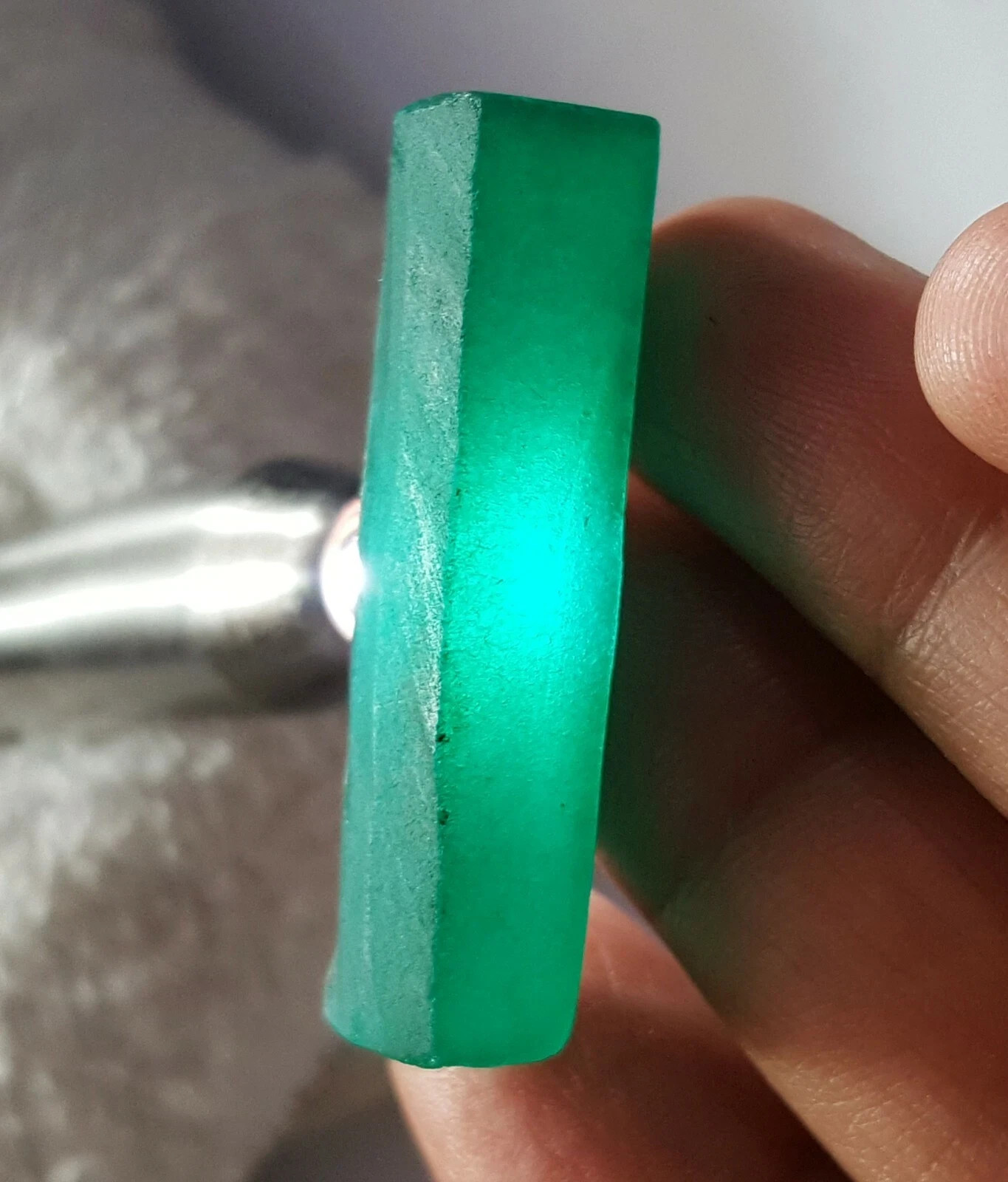 Natural Green Emerald 36.34 Ct Loose Gemstone Pencil Rough Certified A+ Quality