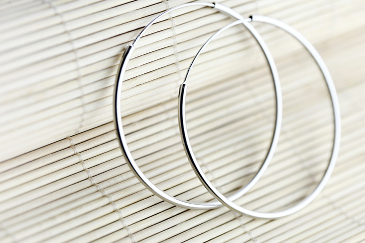 925 Sterling Silver Very Thin Hoop Earring w/ 925 stamp 12mm 35mm 45mm 50mm 55mm