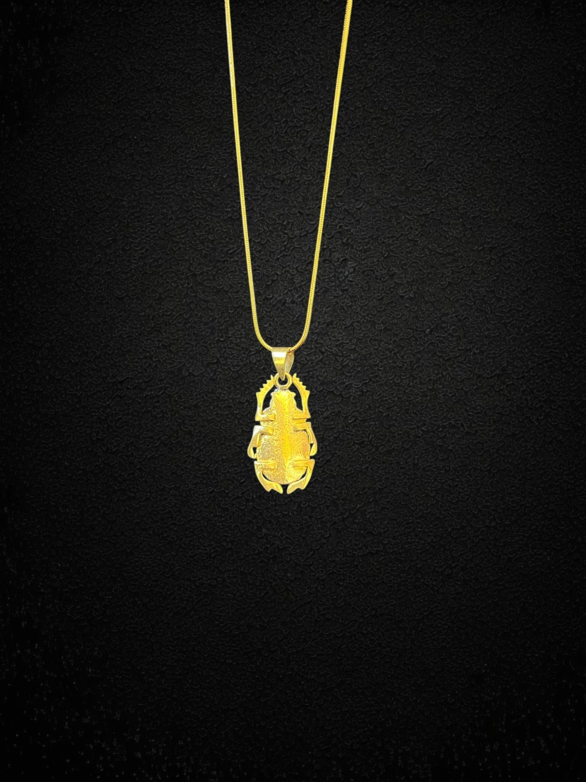 Turquoise Scarab Pendant Ancient Egyptian Amulet Necklace Gold Frame Beetle