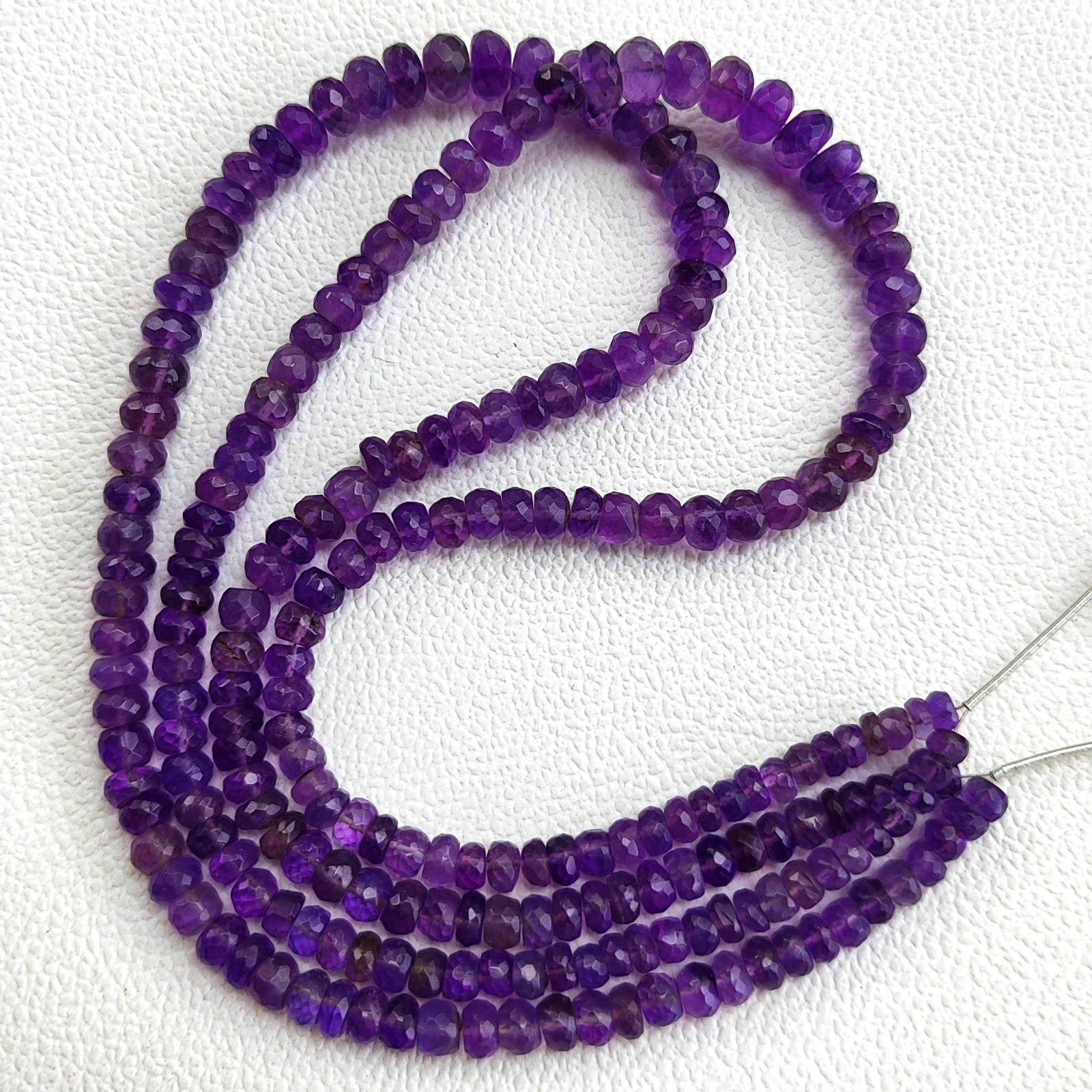 5-8mm Brazil Amethyst Faceted Rondelle Beads 16″ Strand Natural Purple Gemstone
