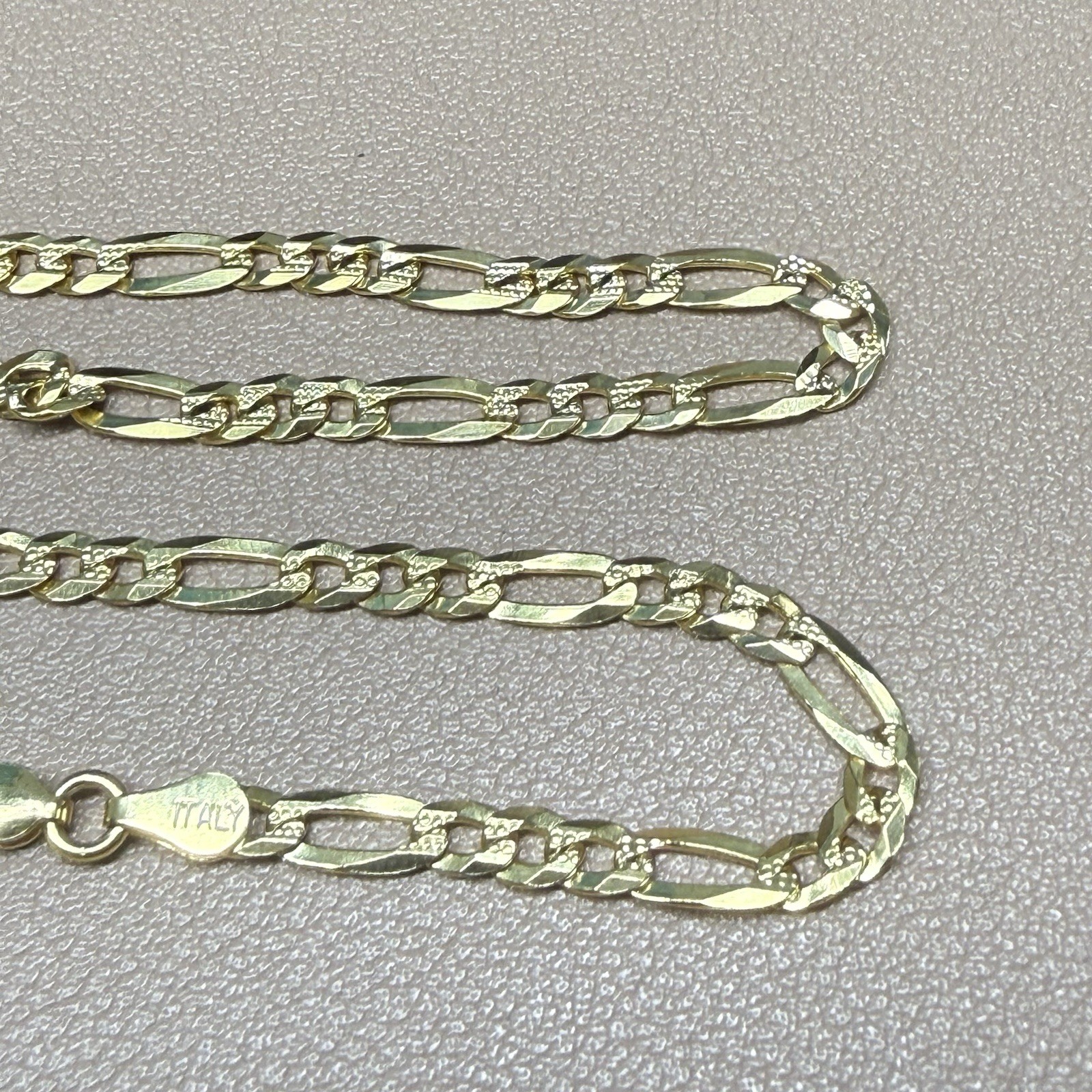Gold Plated 925 Sterling Silver Diamond Cut Figaro Link Chain Necklace 26” 4mm