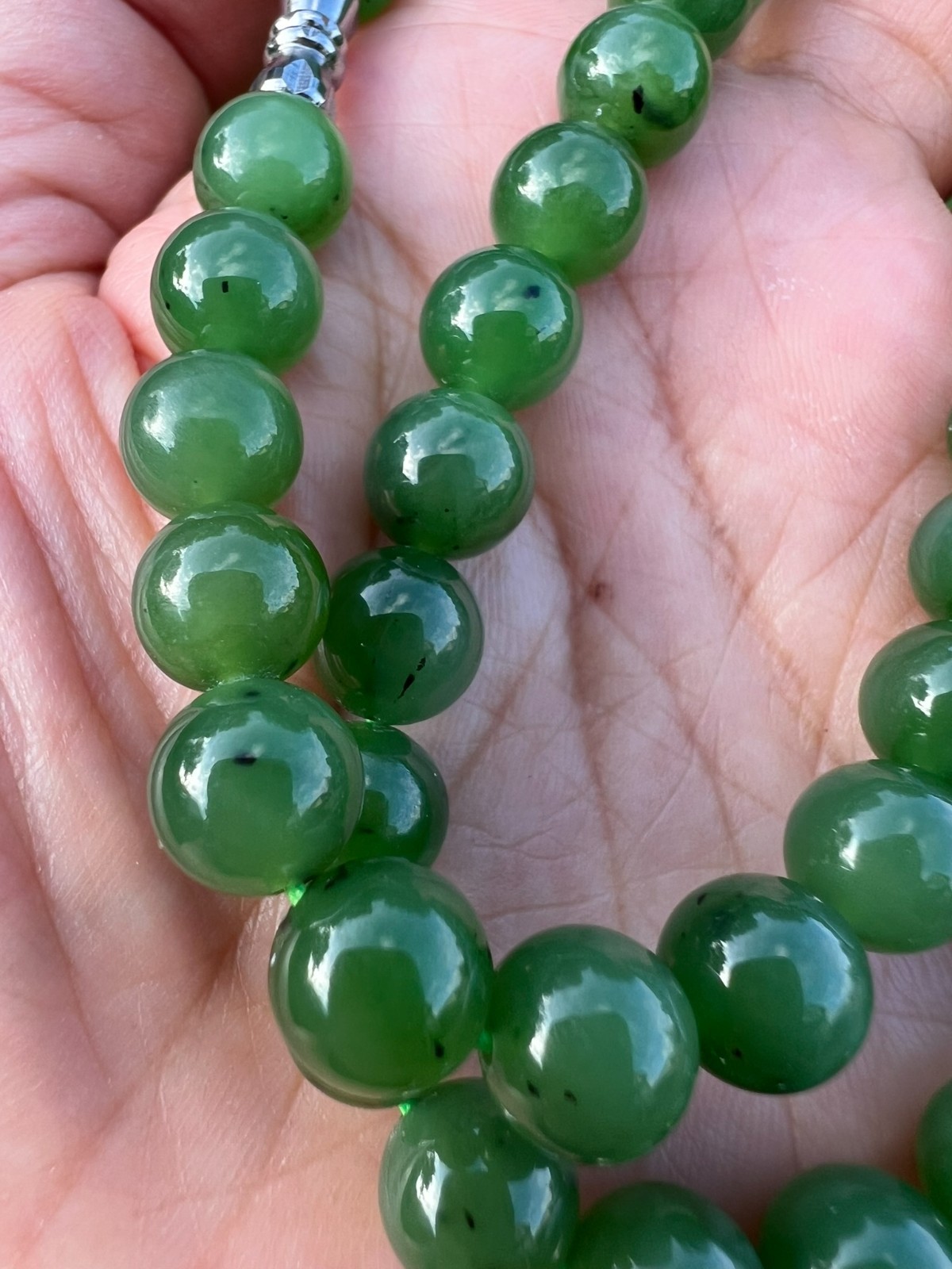Rich Green 17″ Genuine Nephrite Jade 8mm Bead Necklace H141 3
