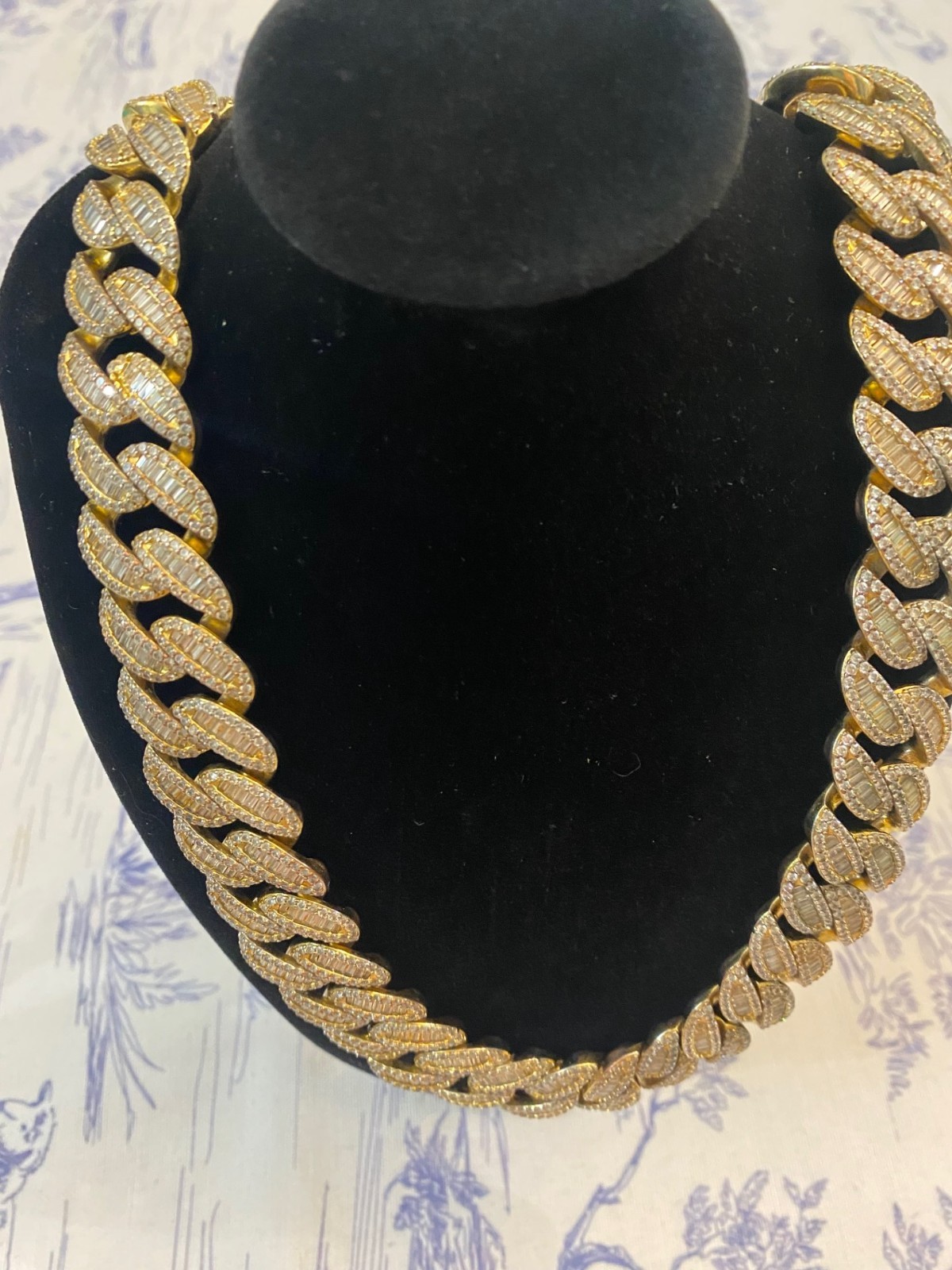 Necklace/Iced-Out Baguette Cuban Link Chain and Bracelet