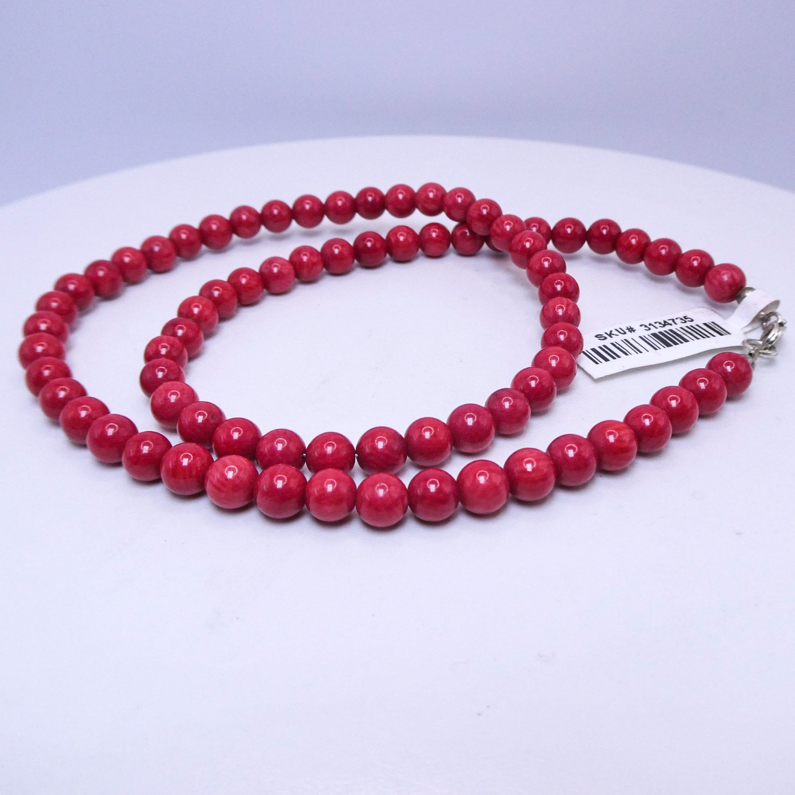 New Red Coral Stackable Beaded 18″ Necklace