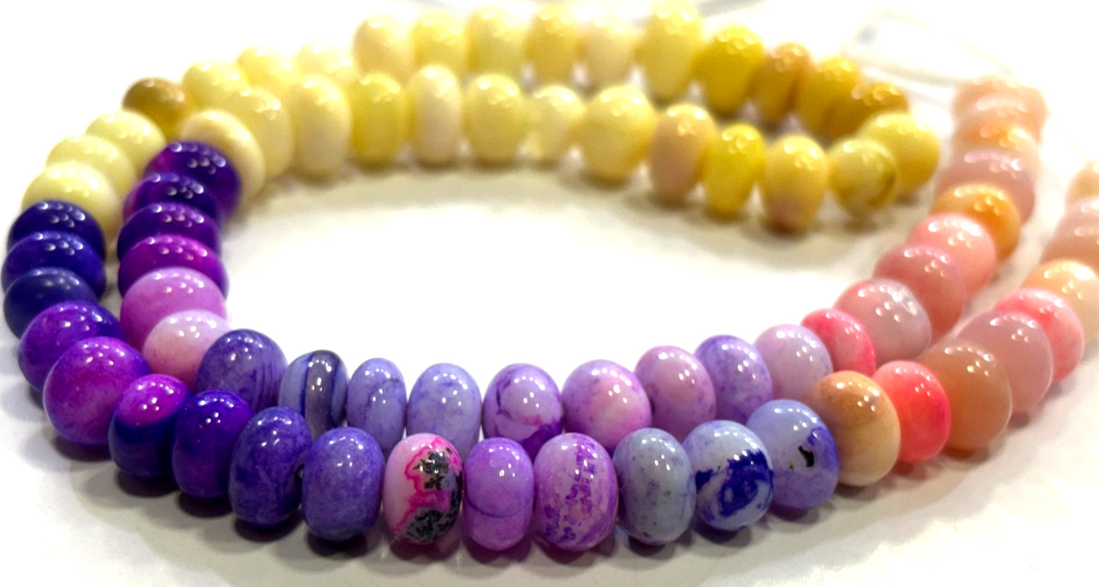 MULTI OPAL BEADS ROUNDELLE 7-8MM SMOOTH GEMSTONE 16 INCH NECKLACE