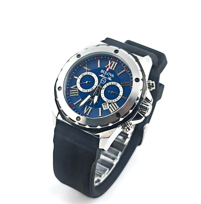 Bulova Marine Star 98B258 Blue Dial Black Silicone Strap Men’s Quartz Watch