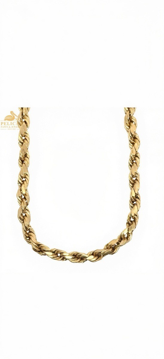 Gold Rope Chain Hollow 10K Yellow Gold 4.5MM (PSH044516)
