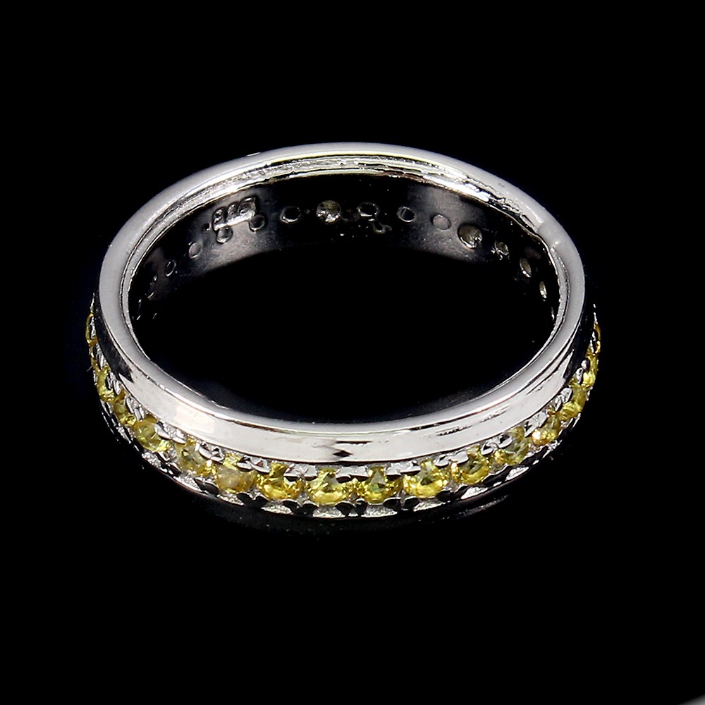925 Sterling Silver Ring Yellow Sapphire Round Diamond Cut Gemstone Size 6.5