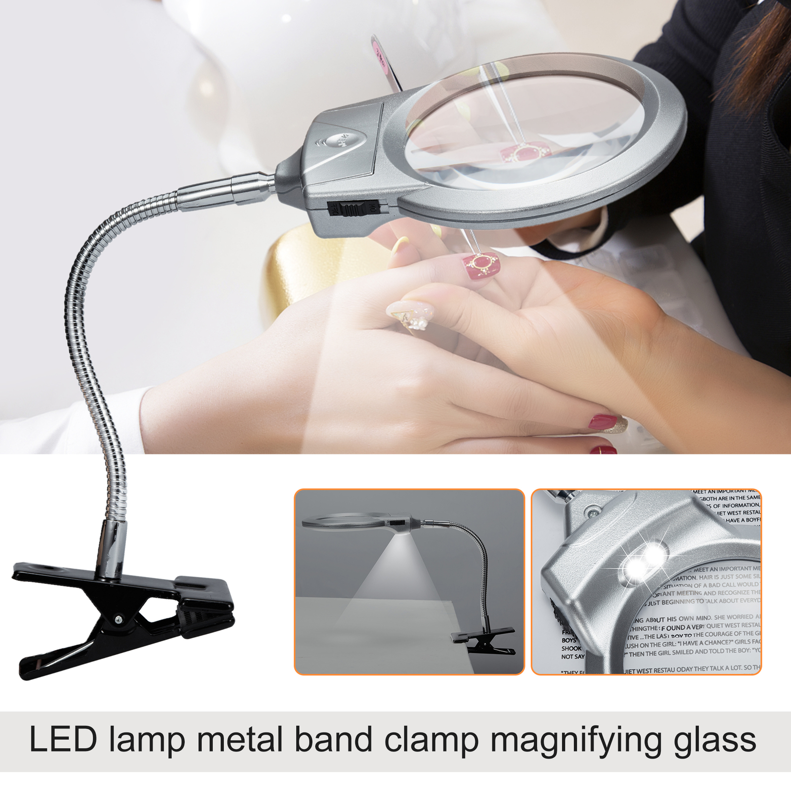 Desktop LED Lighted Magnifier Hands Free for Craft Reading Painting Close Work