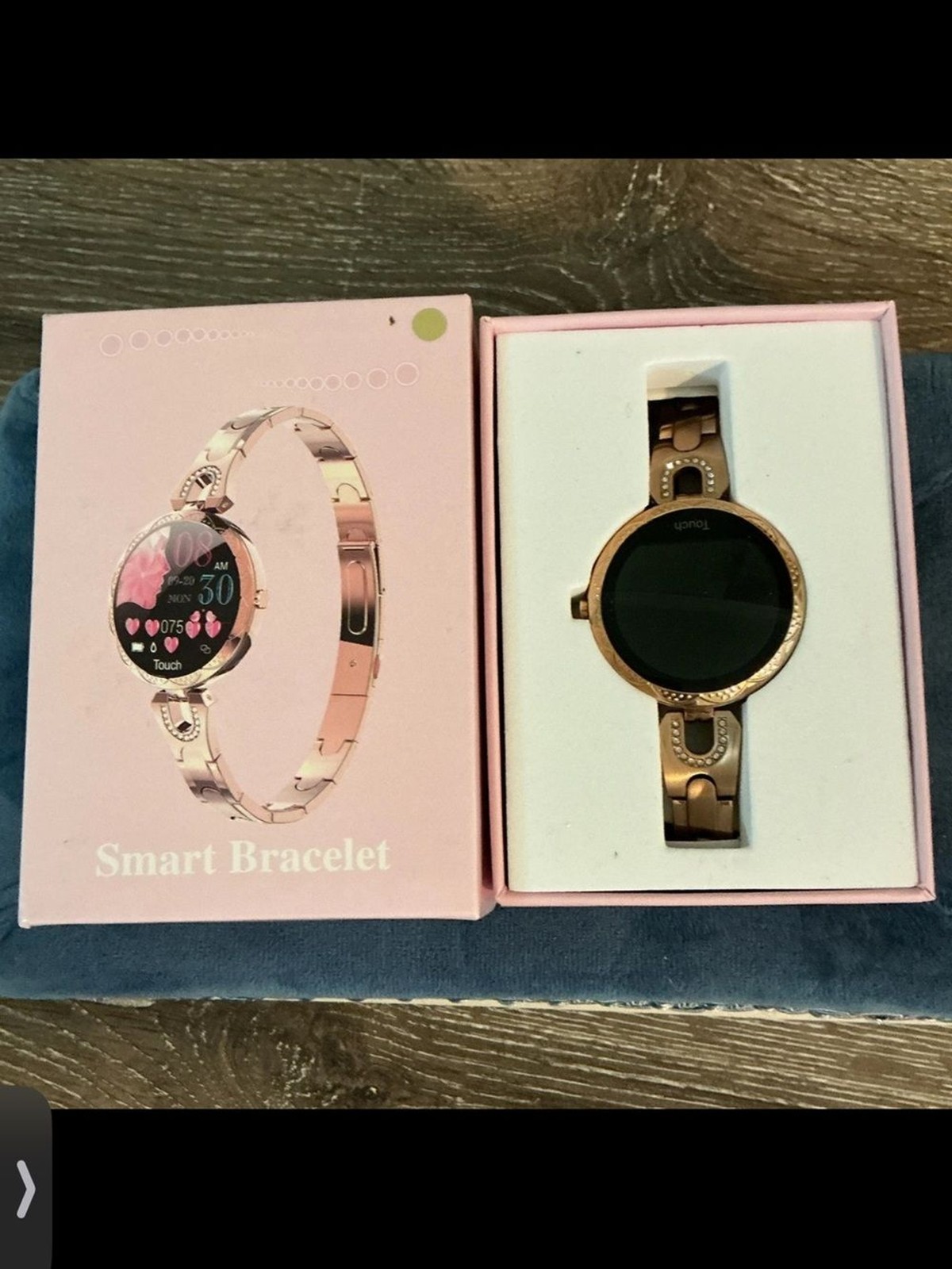 Rose Gold Smart Bracelet Watch Rhinestone Touch Screen Fitness Tracker w/ Box