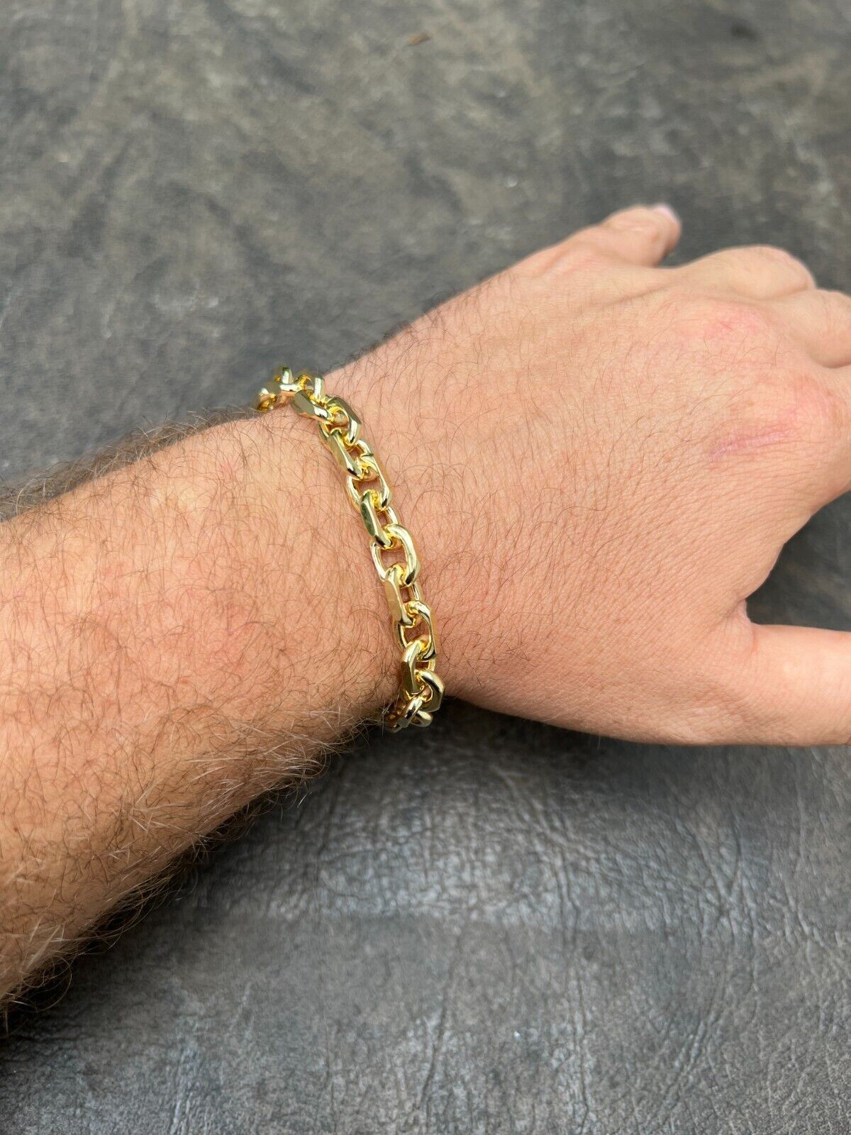 14k Gold Plated Silver Anchor Cable Chain / Bracelet Rolo Necklace 4-8mm Italy3