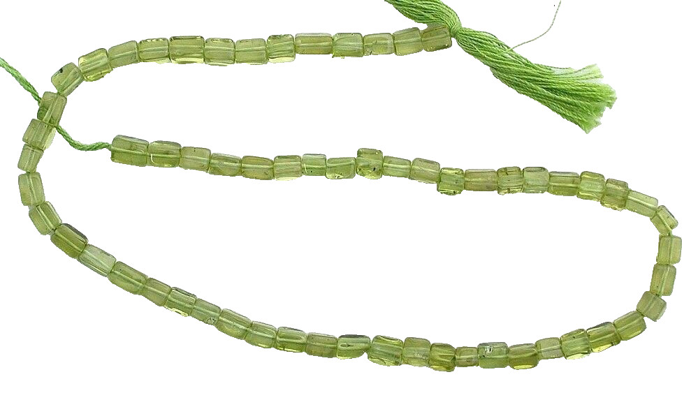4mm To 5.5mm x 3mm to 3.5mm Peridot Custom Cut Square Rectangle Beads 16″ Strand
