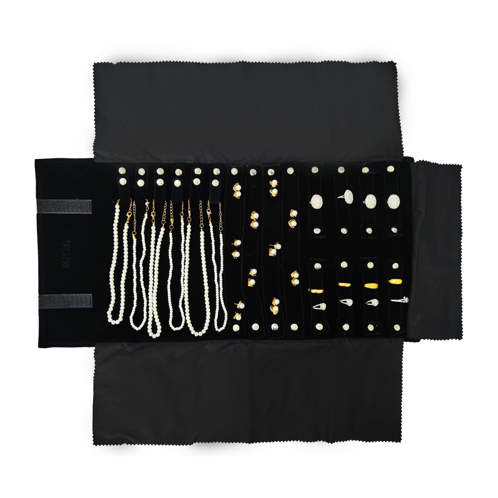 Travel Roll Bag Jewelry Display Storage Organizer Multi-function Velvet Pouch…