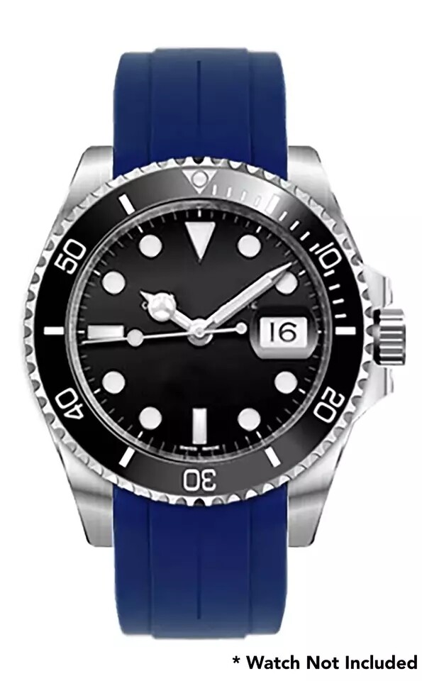 20mm Curved End Silicone Watch Band Rubber Strap for Rolex with Clasp or Without