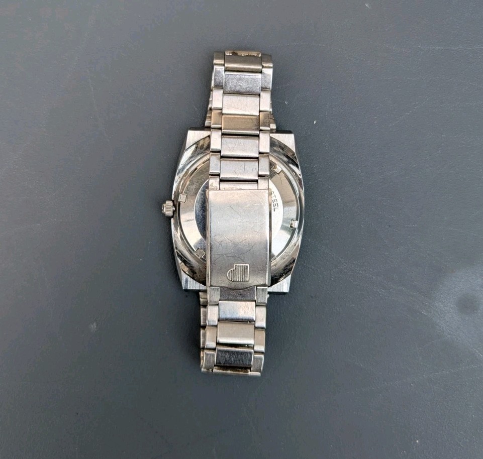Vintage Longines Wittnauer Automatic Stainless Steel Day Date Mens Watch (Runs)