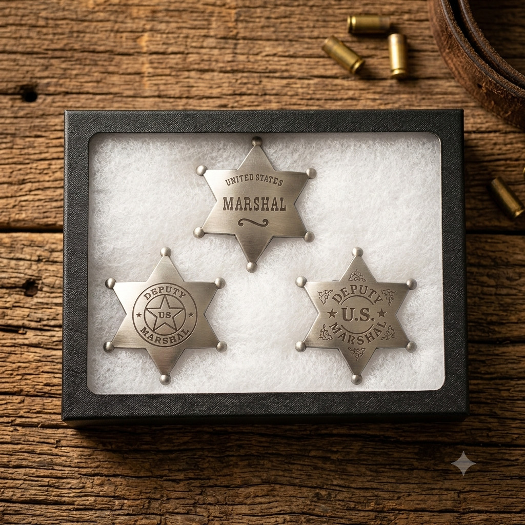 Western Badge Gift Set Old West Silver Finish Badge – United States Marshal