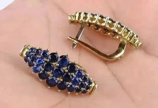 1.50CT Round Cut Simulated Sapphire Huggie Hoop Earrings 14k Yellow Gold Plated
