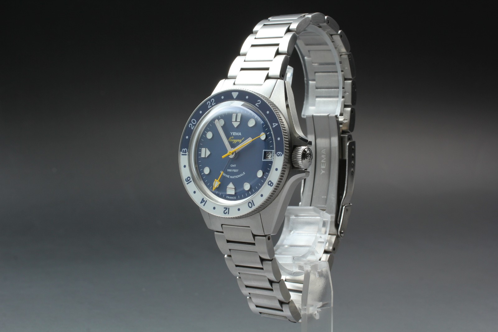 [w/Box, Paper ] YEMA Navy Graph Marine National GMT YNAV23MN-AMS Auto Date Watch