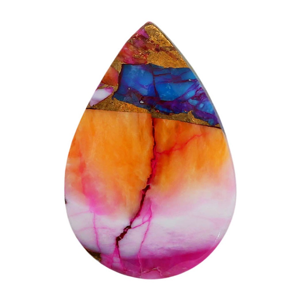 Natural Kingman Orange Dahlia Turquoise 17×25.25×4.3 mm Pear Gemstone LS78-06925